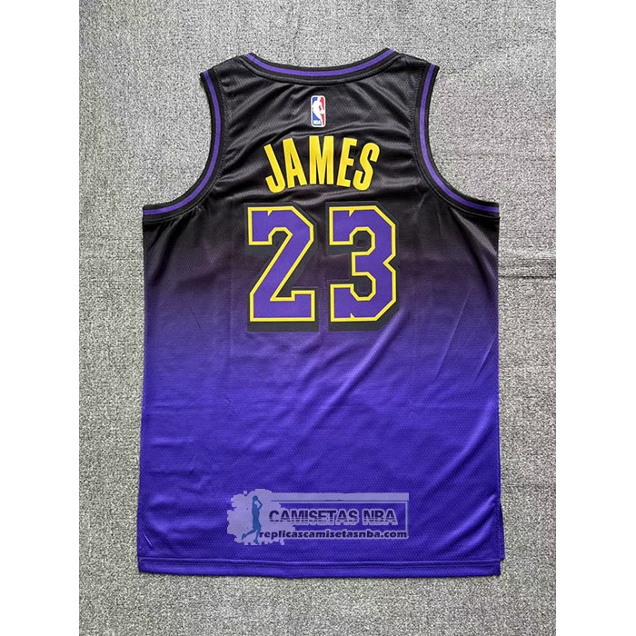 Camiseta Los Angeles Lakers LeBron James NO 23 Ciudad 2024-25 Violeta